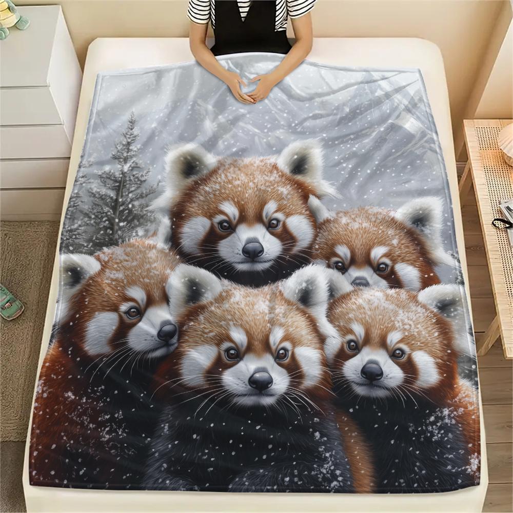 Rood Panda patroon Flanellen Deken, Hoge kwaliteit Comfortabel voor Alle Seizoenen, Woondecoratie, Warmte en Comfort, Perfect voor Cadeaus.
