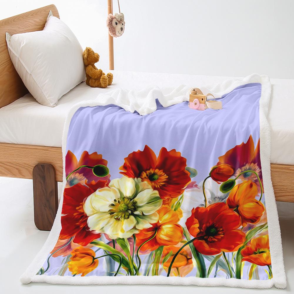 Small Daisy Flower 2D Digital Printing Thickened Lamb Fleece Crystal Fleece Blanket One Piece