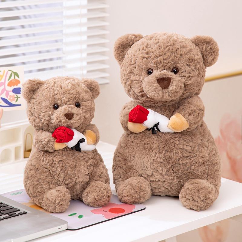 New Valentine's Day Rose Lazy Bear Doll Cute Teddy Bear Plush Toy Doll Girls Gift