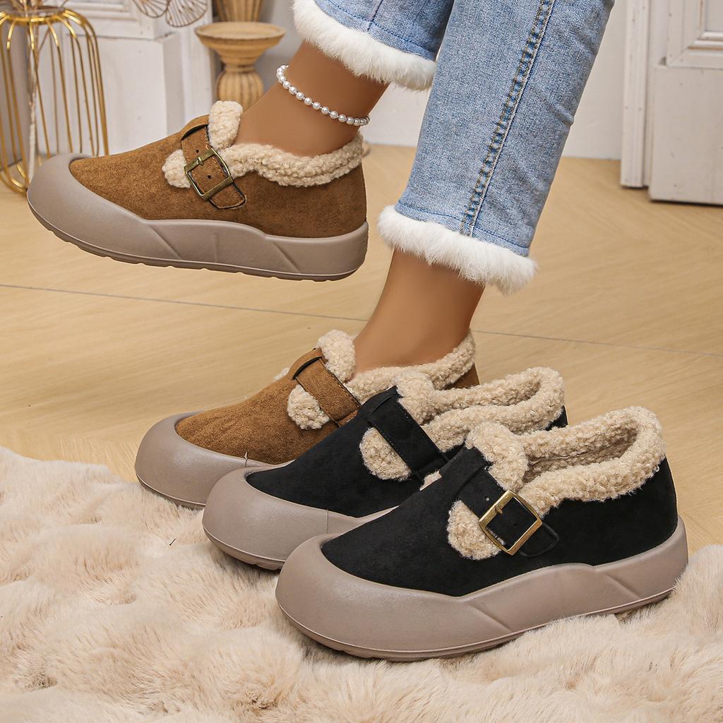 Fashion Mix Color Faux Fur Snow Boots Women 2025 Autumn Round Toe Thick Bottom Ankle Boots Warm Short Plush Non Slip Booties