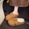 One foot on the retro ugly and cute thick-soled velvet outer wear autumn and winter new thermal bag head slippers