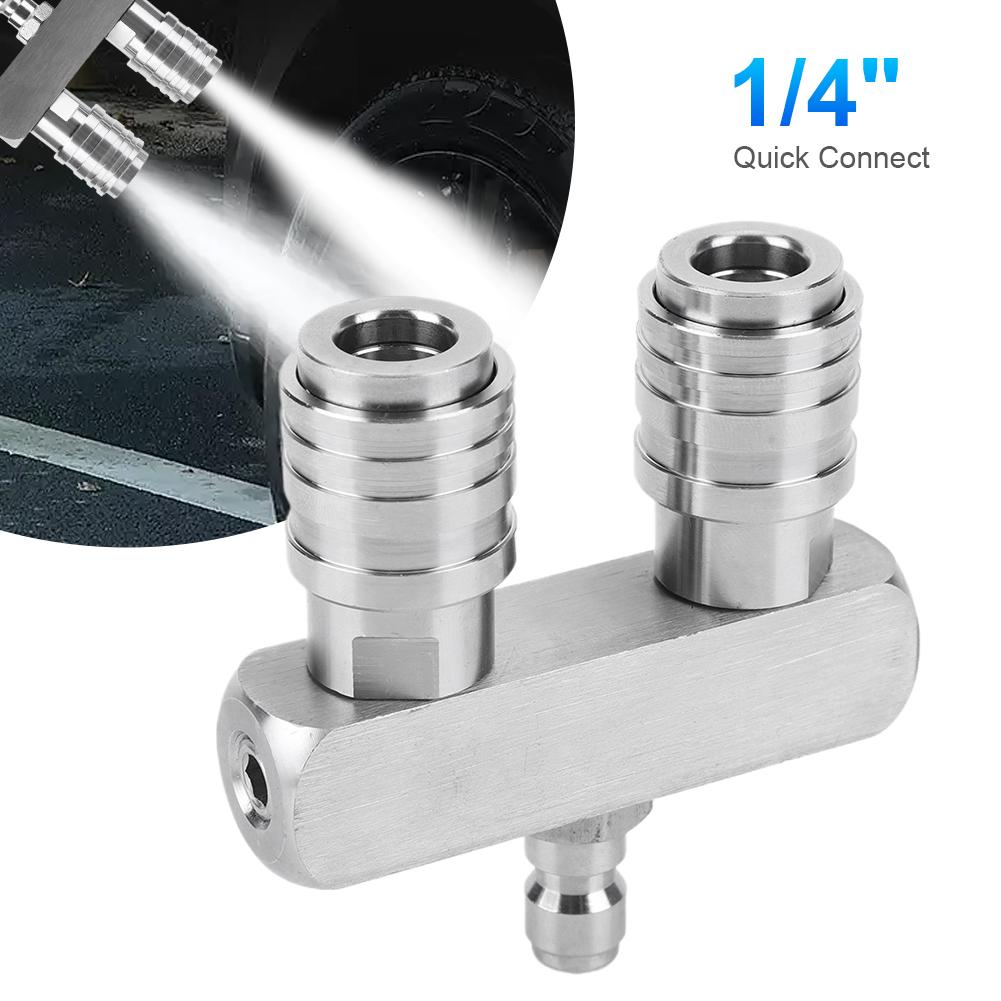 

2-in-1 Double Head Pressure Washers Tips Silver Dual Pressure Washers Nozzles