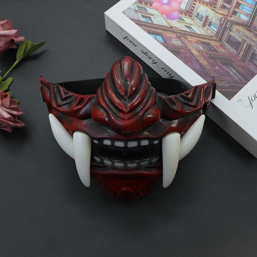 Dress Up Half Face Mask Masquerade Party Cosplay Prop Funny Prajna Hannya Mask  Halloween