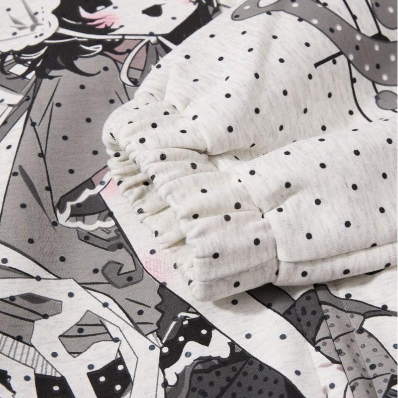 American Retro Polka Dot Print Hoodie Loose Fit Casual Sweatshirt Teens