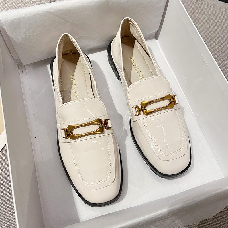 

Huiliya black flat-soled small leather shoes women s autumn wind loafers soft-soled single shoes X270-10 casual versatile 40 абрикосовий