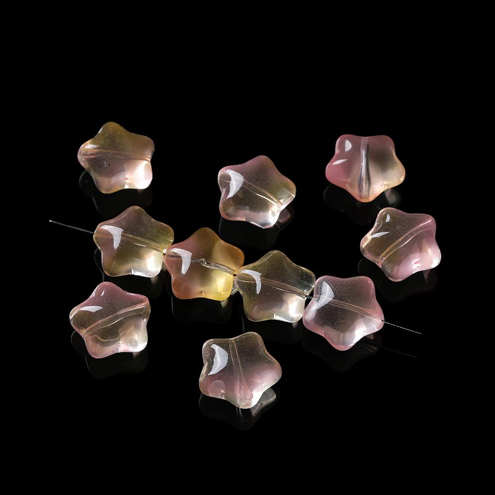 10pcs Colored Star Shaped Beads Glass Spacer Loose Beads for DIY Phone Chains Necklaces Bracelets Crafts Jewelry Making Findings