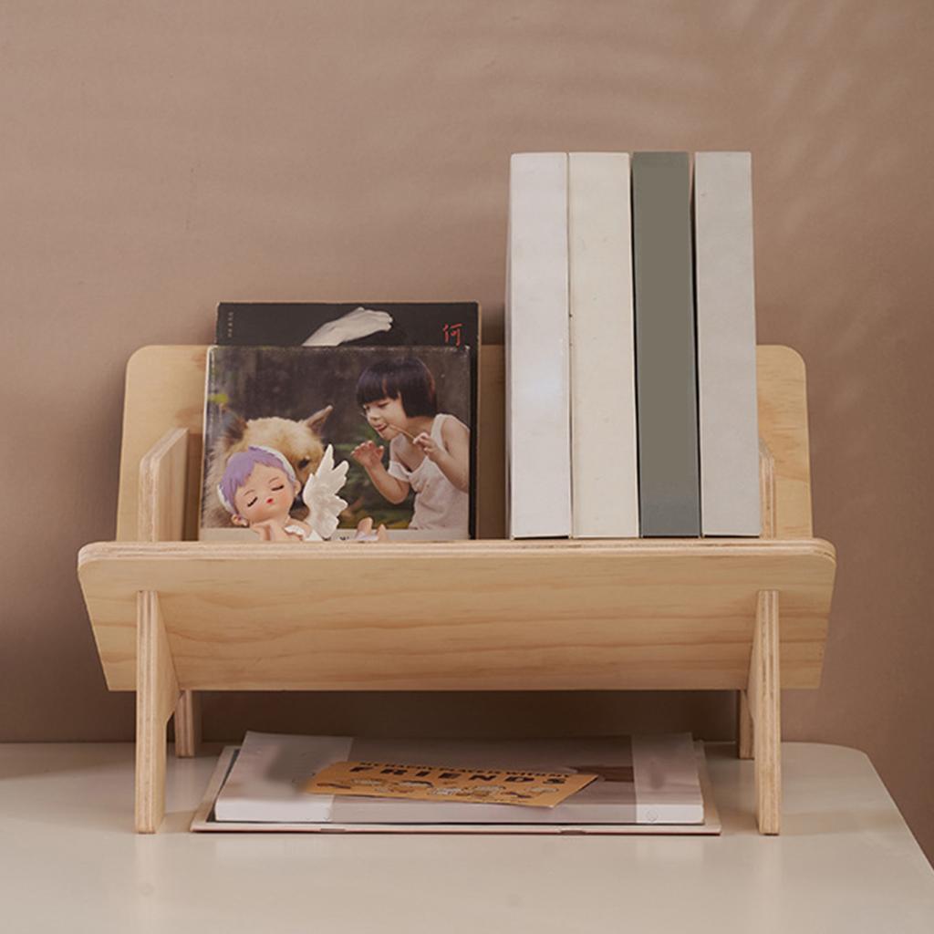 Wood Tilted Bookcase V Shaped Triangular Support Fine Polishing Tabletop Book  for Office Dormi