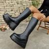 Luxusmarke Herbst Damenstiefel Dicksohlen Damenstiefel Modetrend Dicksohlenschuhe Damen Reißverschluss Damenschuhe Botas
