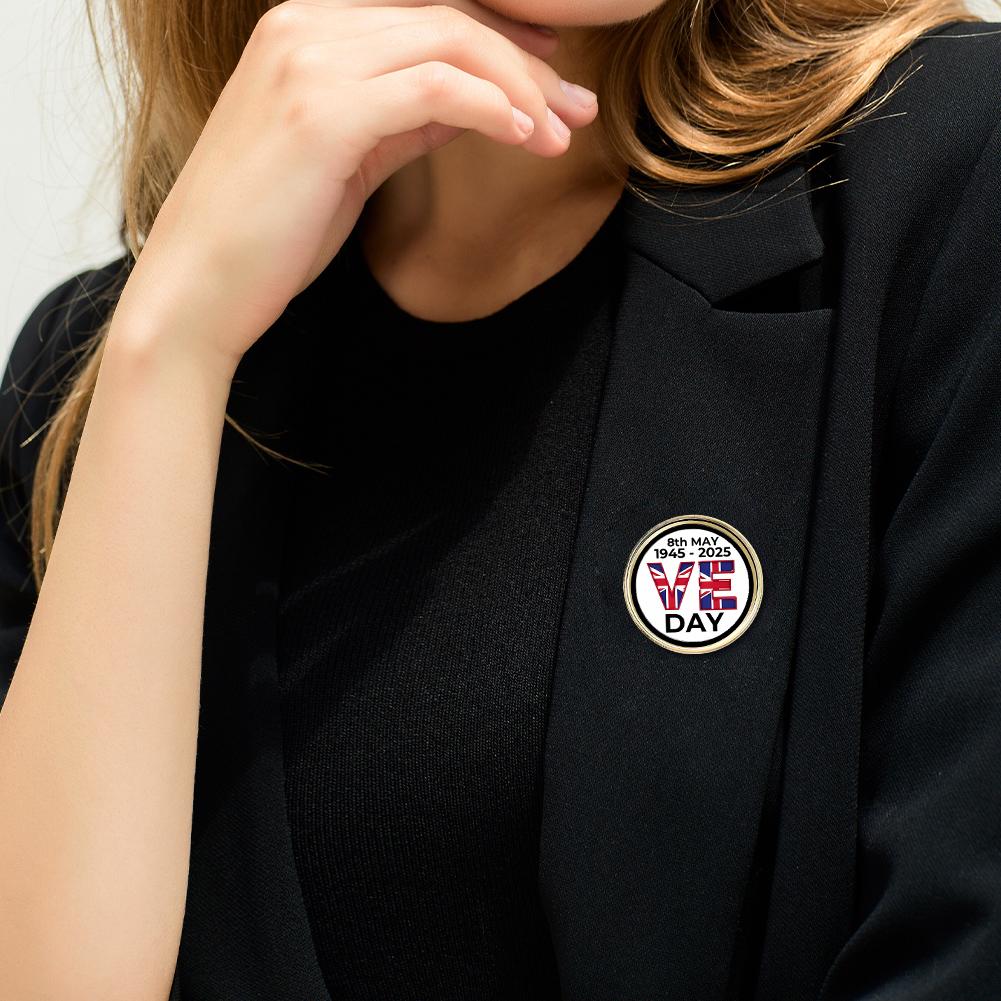 VE Day 80th Anniversary 1945-2025 8th May VE Day Collectable Badges Round Emblem Pin Aolly for Clothing Bags Shirt Backpack