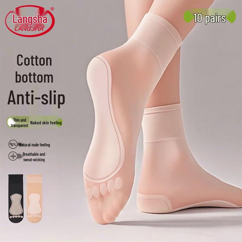 Langsha Women s Summer Ultra-Thin Anti-Slip Invisible Socks One Size (Anti-slip)