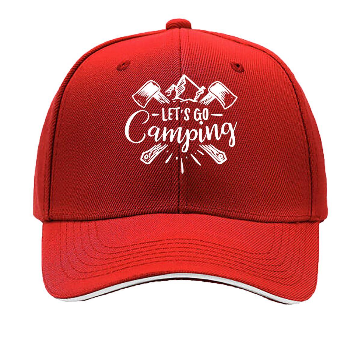 UnisexS WomenS LetS Go Camping Axe Print Adjustable Lightweight Vintage Style AllSeason Sandwich Baseball Cap One Size