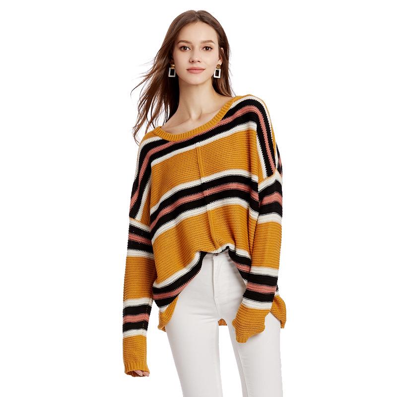 Popular women's knitted sweater European and American large-size women's clothing autumn and winter new pullover knitted sweater