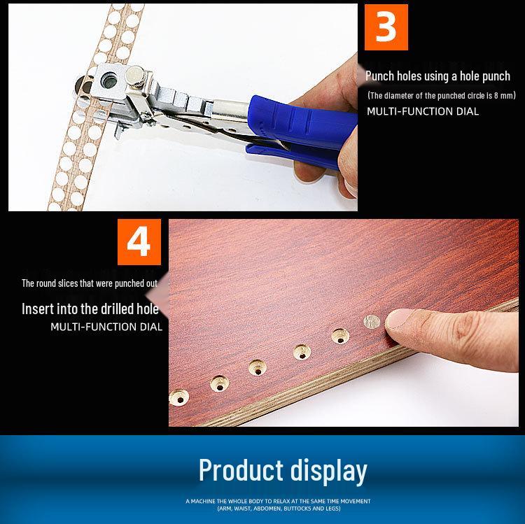 East Tour Multifunctional Edge Banding Hole Punch Woodworking Tool with Screw Hole Cover Pliers