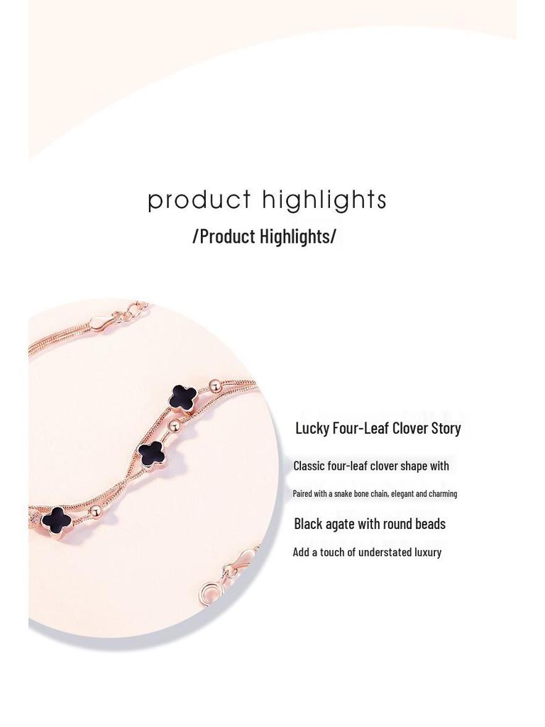 Lucky Clover Agate Anklet - High-End, Durable Women's Jewelry with Niche Design