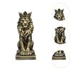 Socha lva s korunou, stolní dekorace, pryskyřičná socha, ručně vyrobená, na poličku, verandu, knihovnu nebo stůl