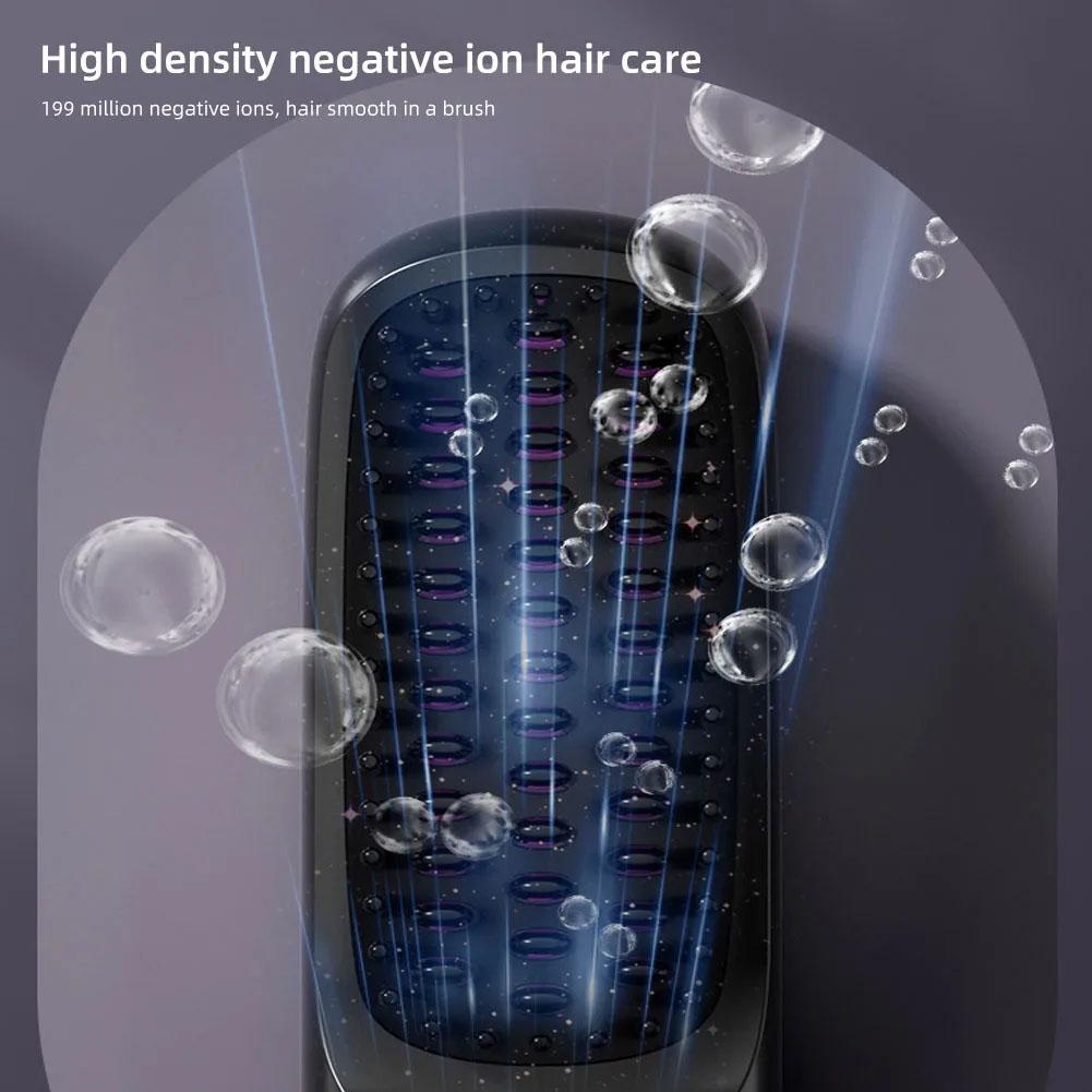 Electric LCD Usb Ceramic Heating Straight Hair Comb Wireless Portable Negative Ion Styling Tool Rechargeable Straightening Brush