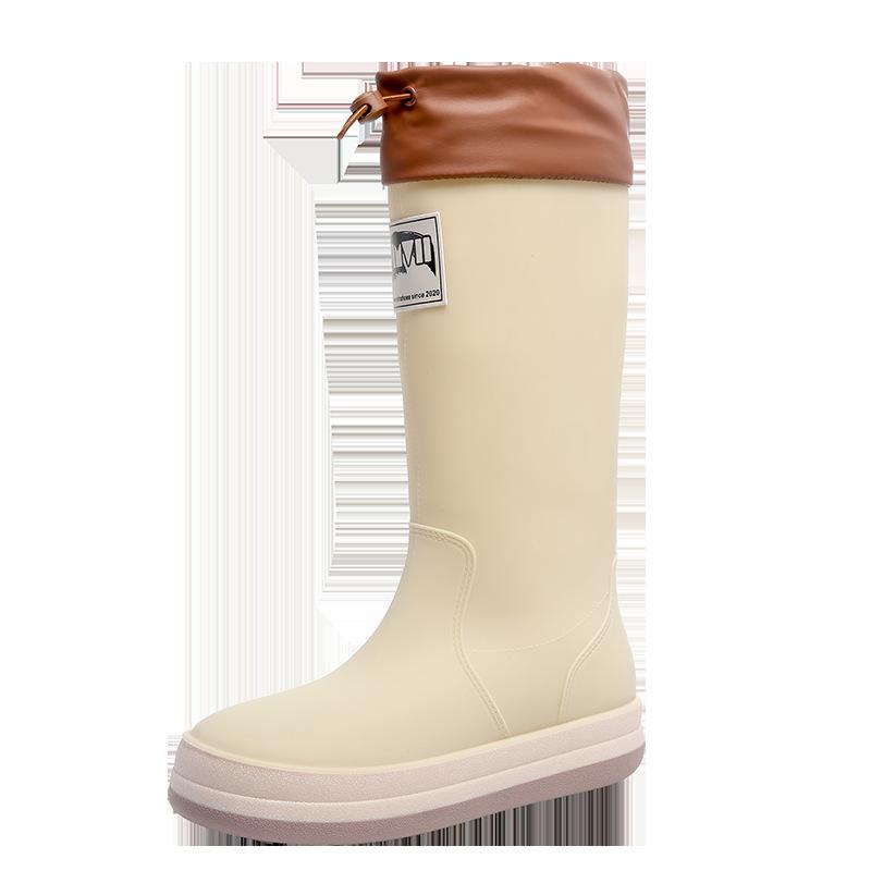 Comemore Outdoor Women's Rain Shoes Mid-calf Fishing Non-slip Waterproof Shoe Couple Work rainboots Rubber Warm Boots 44