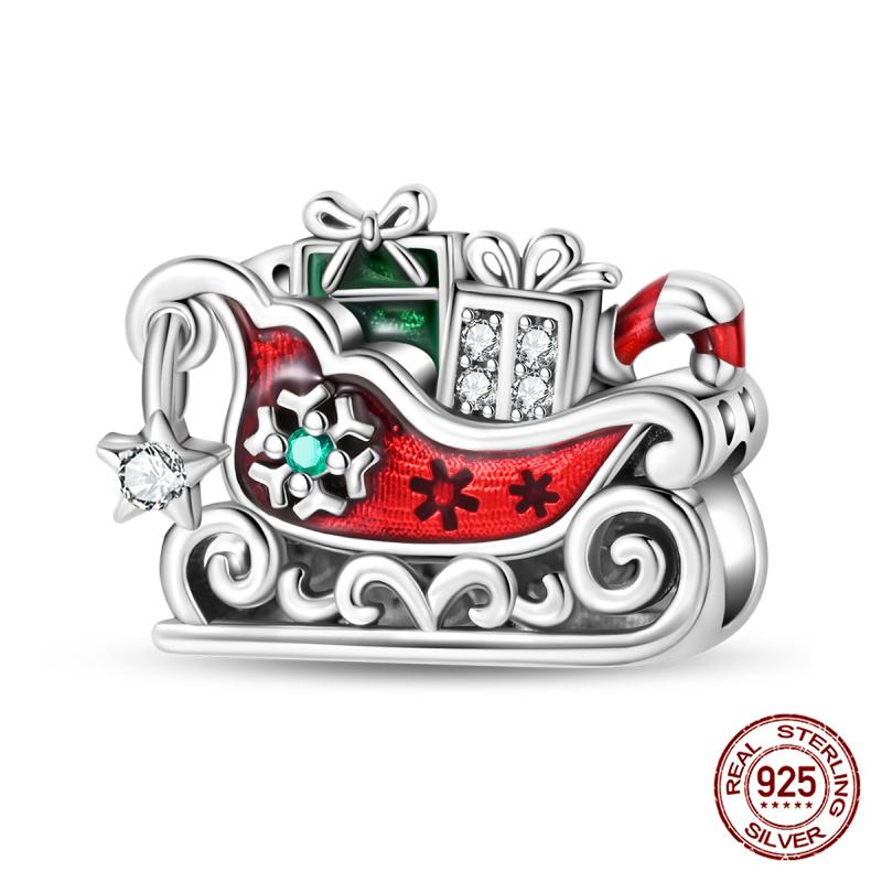 

100% 925 Silver Christmas Tree Charms Beaded Fit 925 Original Bracelet & 3mm Bracelet DIY Jewelry Making Women Gift