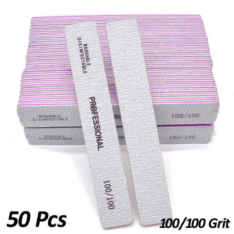 

50/25 Pcs/Pack Professional Washable Nail Files 100 To 180 Half Moon Strong Sandpaper Durable File Nails Tools Manicure Supplies