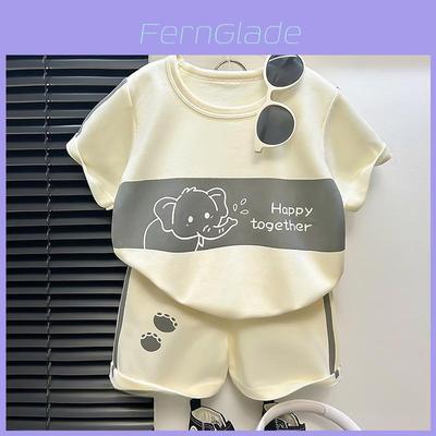 Baby Boy Girl Summer Cotton Animal Cartoon Short Sleeve T Shirt And Shorts Set For Toddler Kids