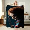 Good Guys Classic Horror Doll Pattern Theme Flannel Blanket Warm Comfortable Fleece Blanket For Office Sofa Party Decor Halloween Gift