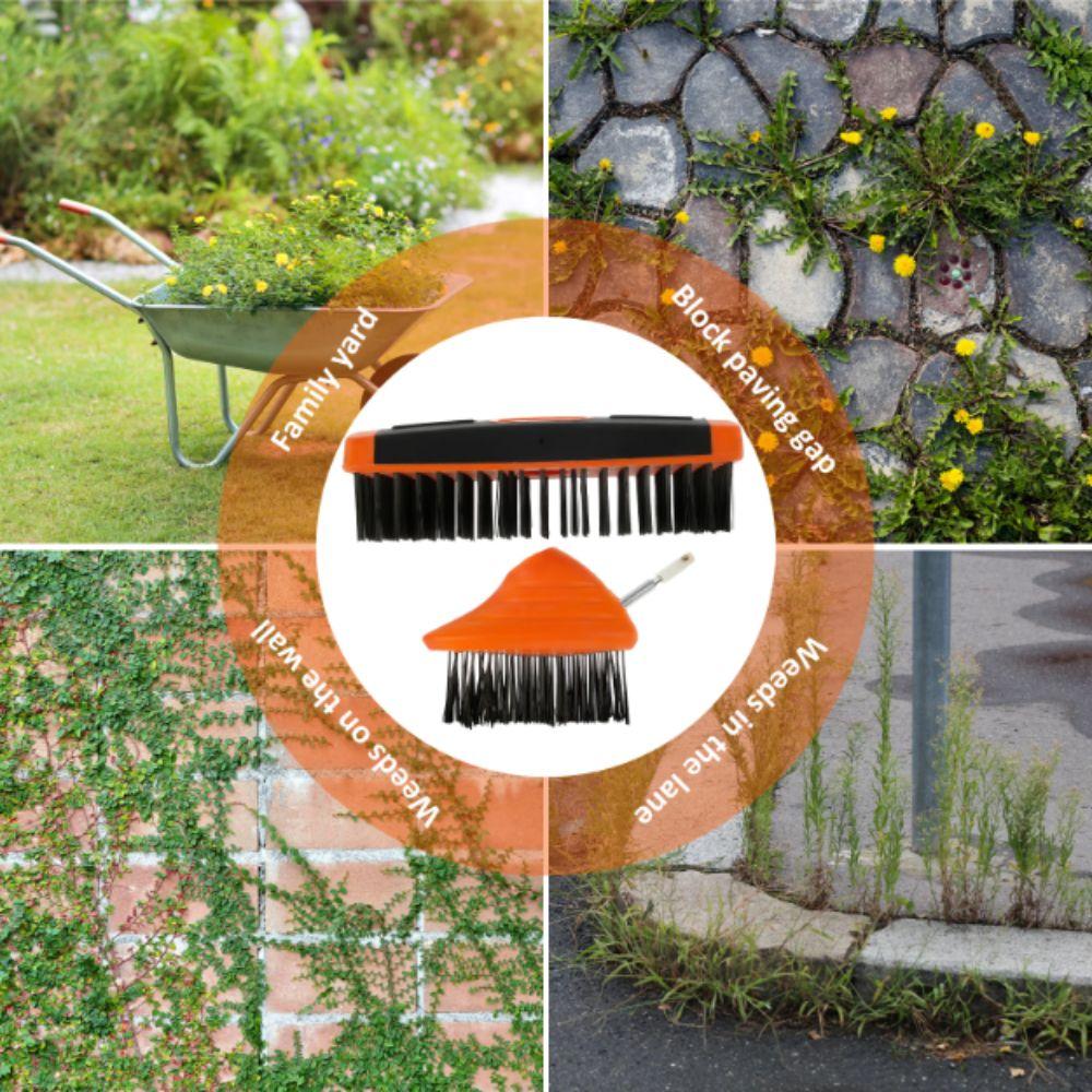 Verstellbarer Griff Unkrautentferner Werkzeug 2 Bürstenköpfe 3 in 1 Gartenbürste Austauschbare Bürstenköpfe Manuelles Fugenreiniger Gartengerät