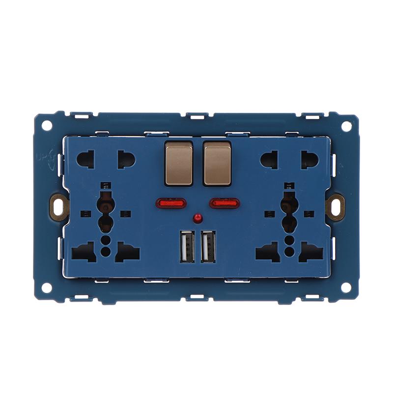 Veggstrømkontakt Universal 5 Hull 2.1A Dobbel USB-laderport Kontakt