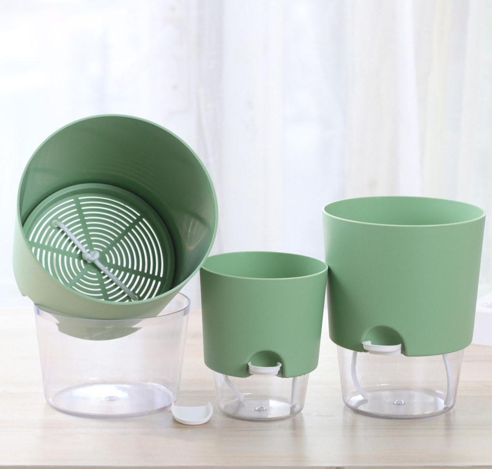 Self Watering Flower Pot Plastic Hydroponics Plants Pot Succulent Potted Planters Transparent Home Office Desktop Decoration