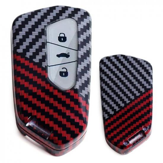 

Black/Red Carbon Fiber Finish Plastic Key Fob Case Shell For VW MK8 Golf GTI ID4