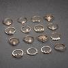Imitation Opal Diamond Joint Ring 16-Piece Crown Droplet Retro Style Set Ring