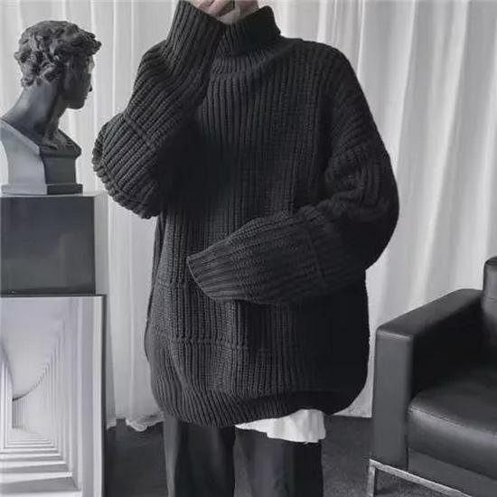 Men’s Thick Warm Knitted Turtleneck Sweater - Autumn/Winter Trendy Lazy Style