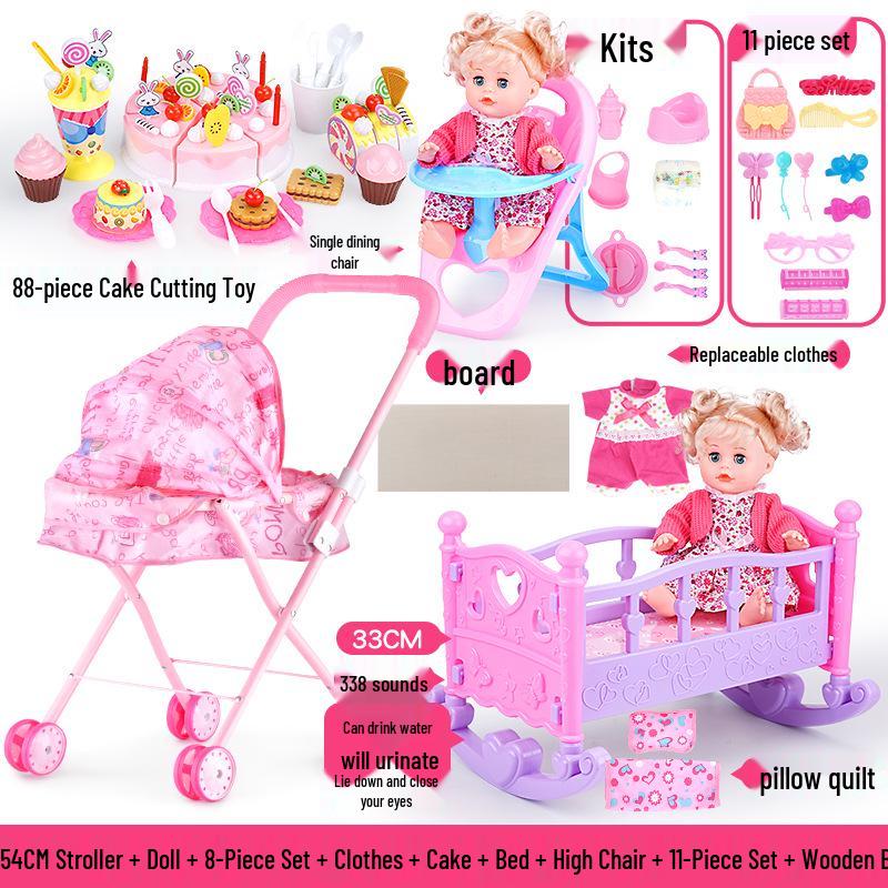 Cross-border Doll & Stroller Set for Girls - Children's Simulation Playhouse Toy