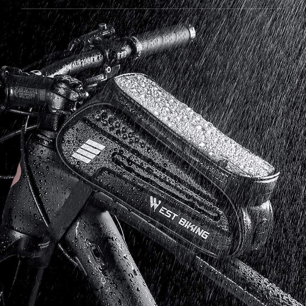 Bicycle Top Tube Front Frame Bag Waterproof Hard Shell Bag 7'' TPU Touch Screen