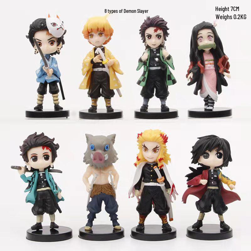 Q Version Demon Slayer Figures - Tanjiro, Nezuko & Zenitsu Ornaments In Sitting, Standing, or Kneeling Poses