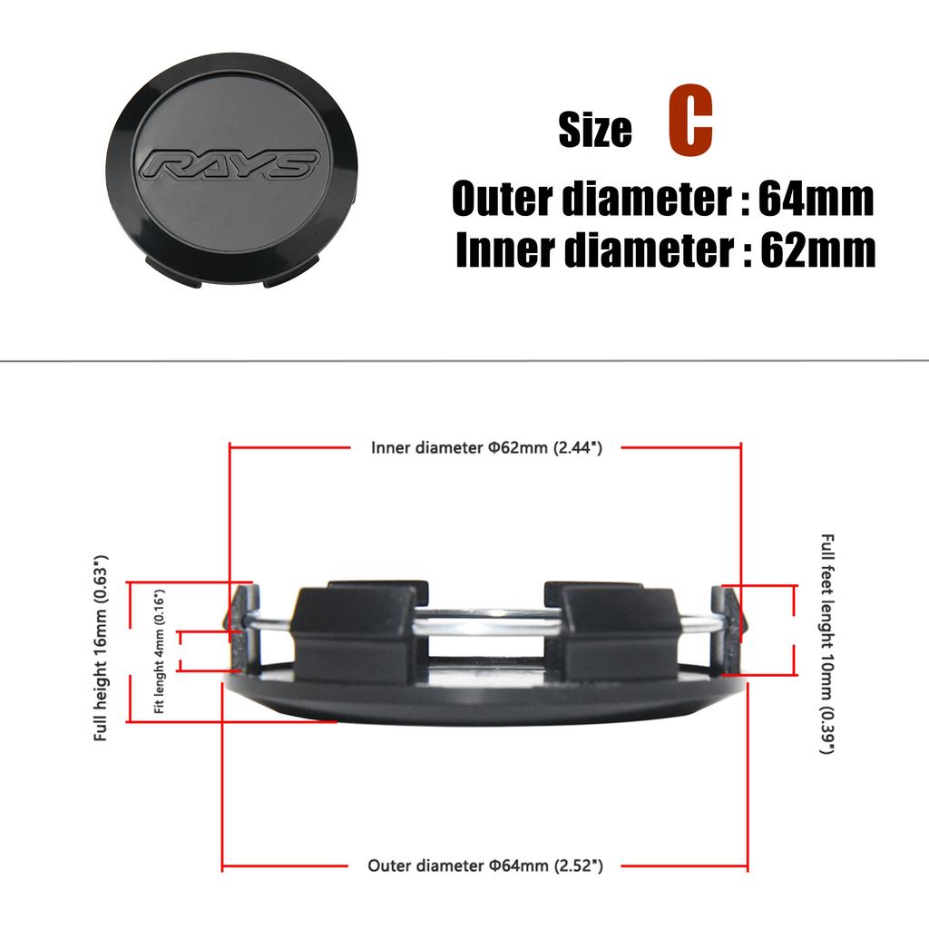 JDM Car Styling 3D RAYS Wheel Center Cap 56MM/60MM/62MM Sport Rim Cap Wheel Cover Cap hubCaps Bronze Black CE28 TE37 RE30 ZE40