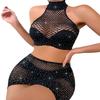 Sexy Lingerie Set with Diamond Embellishments and Sheer Mesh for Adult Intimacy and Role Play