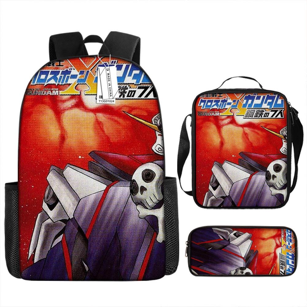 Gundam Backpack 3D Pattern Anime Backpack Student Printed School Bag Three-piece Set