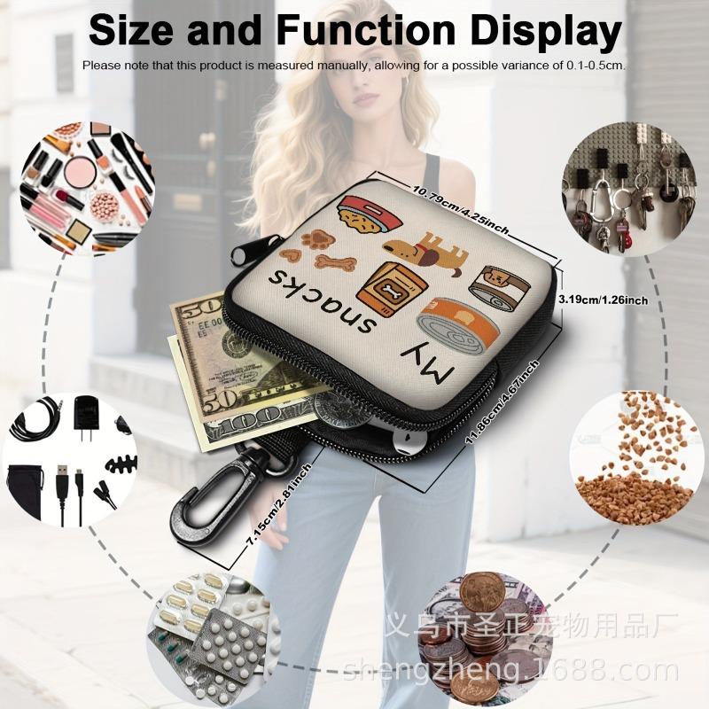 Cartoon Dog Treat Bag With Hook Portable Dogs Cats Snack Storage Bag for Outdoor Walking Travel Puppy Training Treat Container