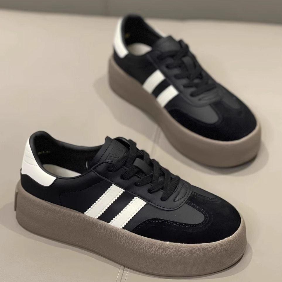 

Dexun women s shoes 2025 summer new thick-soled retro little white shoes casual Forrest Gump shoes versatile sports board shoes 35 чёрный