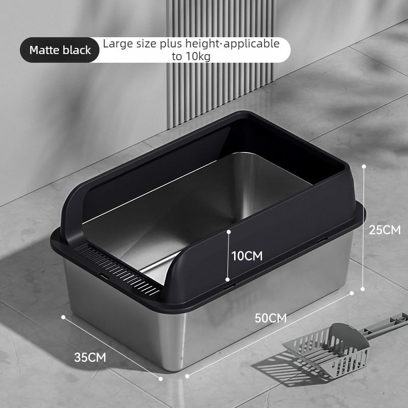 Stainless Steel Cat Litter Box Semi-closed Splash-proof Cat Sandbox Easy Cleaning Cats Toilet High Load-bearing Pet Toilets