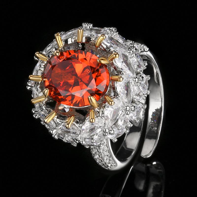 Bague Bijou Zircon Diamant Rose Diamant Jaune Premium Bague Ouverte Vent Femme Lot