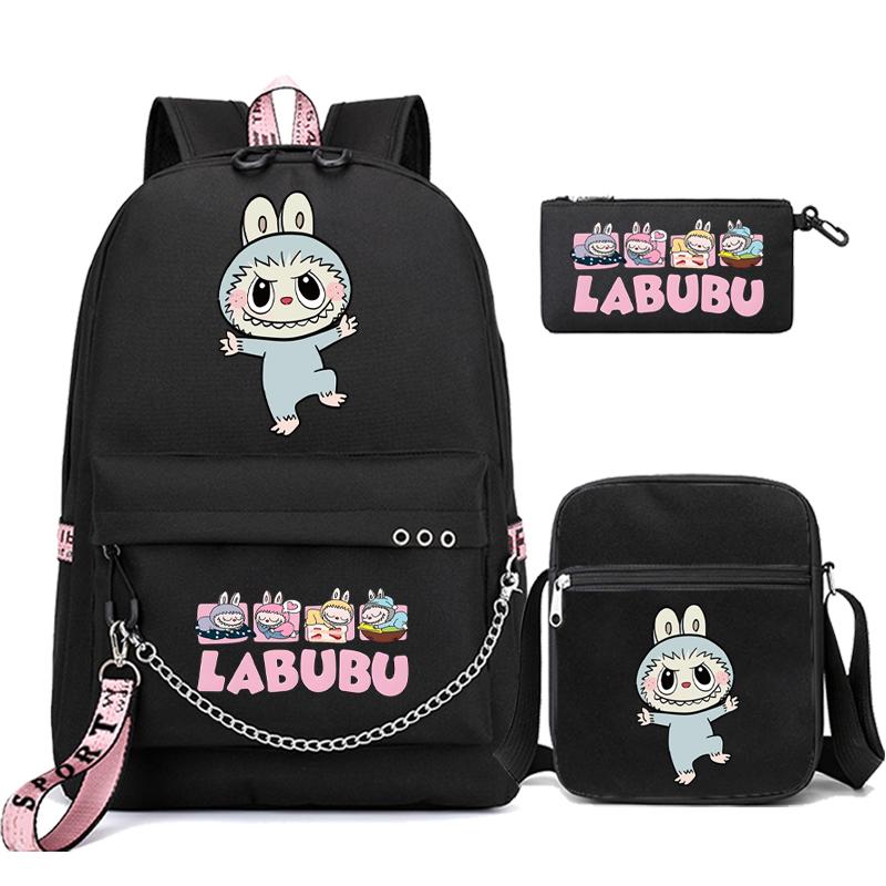 3Pcs/set Cute Printed Backpack Shoulder Bag Pencil Bag Children Girl Mokoko Schoolbag Student Kawaii Bookbag Travel Bag