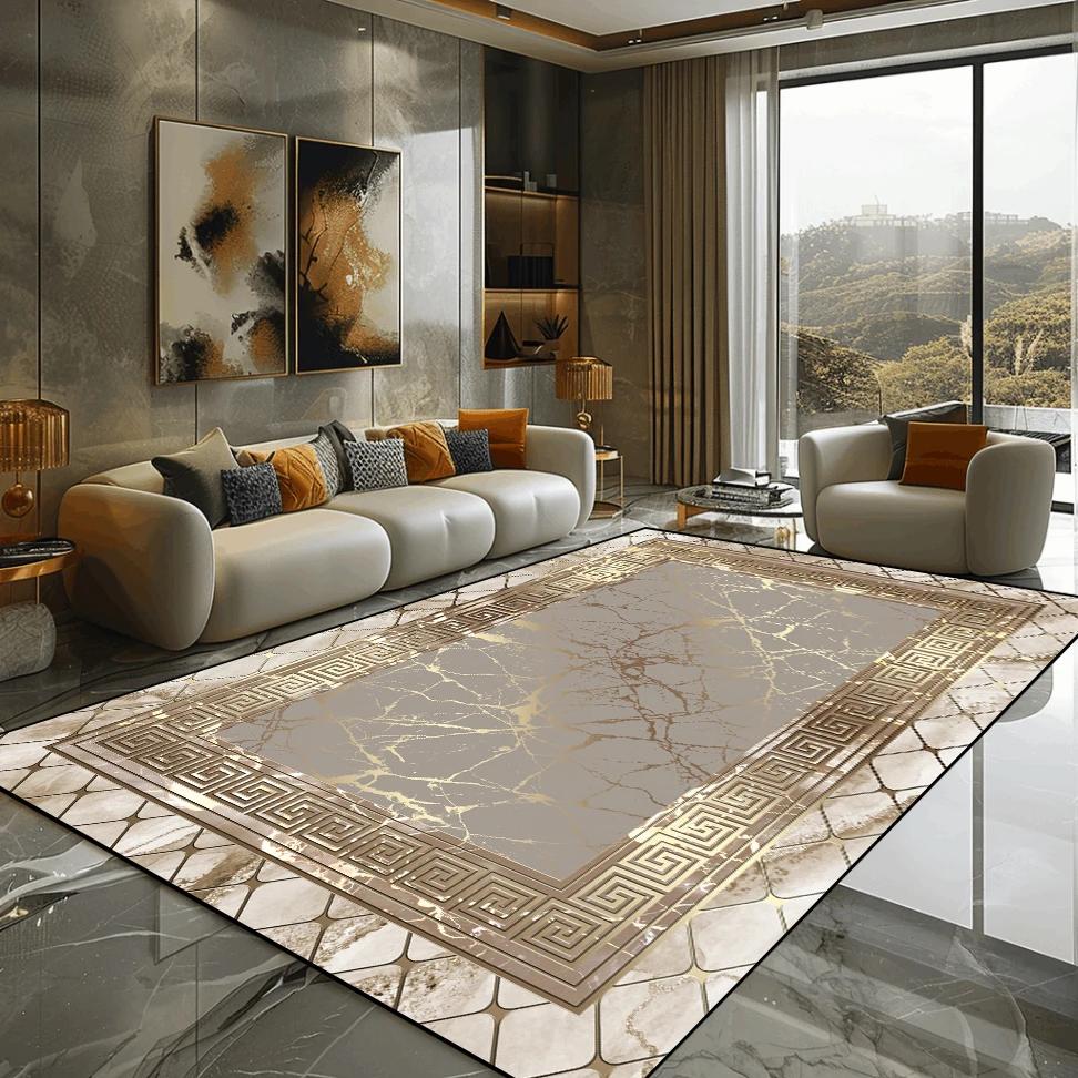Złoty Marmur Dywan Luksusowa Dekoracja Sypialni Dywany Wielkopowierzchniowe Dywaniki Boczne do Sofy do Salonu Miękka Antypoślizgowa Mata Podłogowa do Salonu