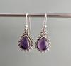 Solid 925 Sterling Silver Amethyst Gemstone Earrings Pear Earrings Designer Earrings
