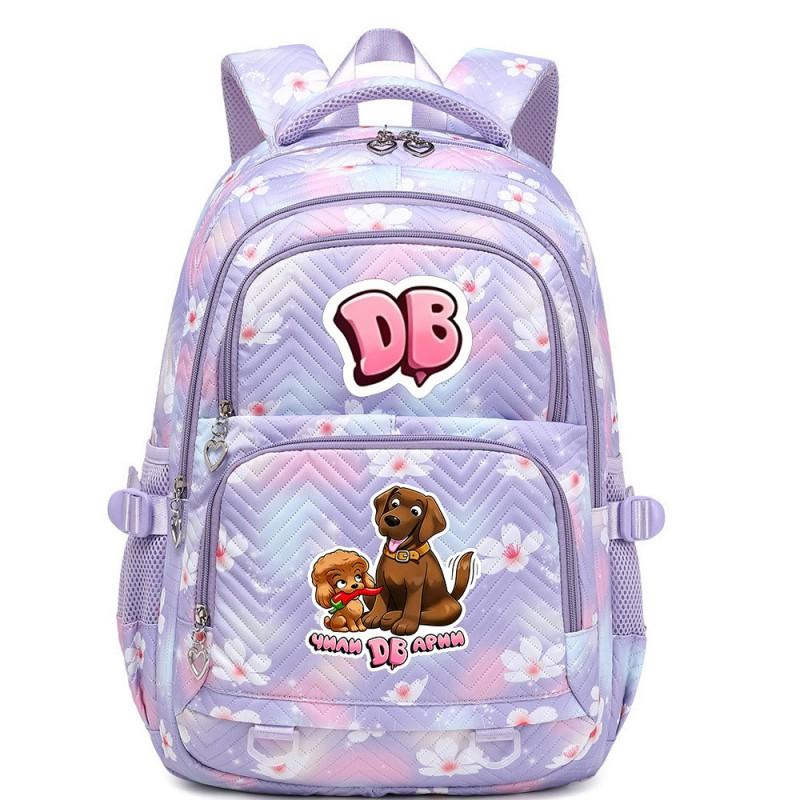 Cute Cartoon Character Print Backpack Girls School Use Large Capacity Nylon Student Bag With Padded Curved Straps
