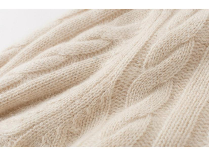 Women's 100% Pure Cashmere Round Neck Cable Knit Sweater