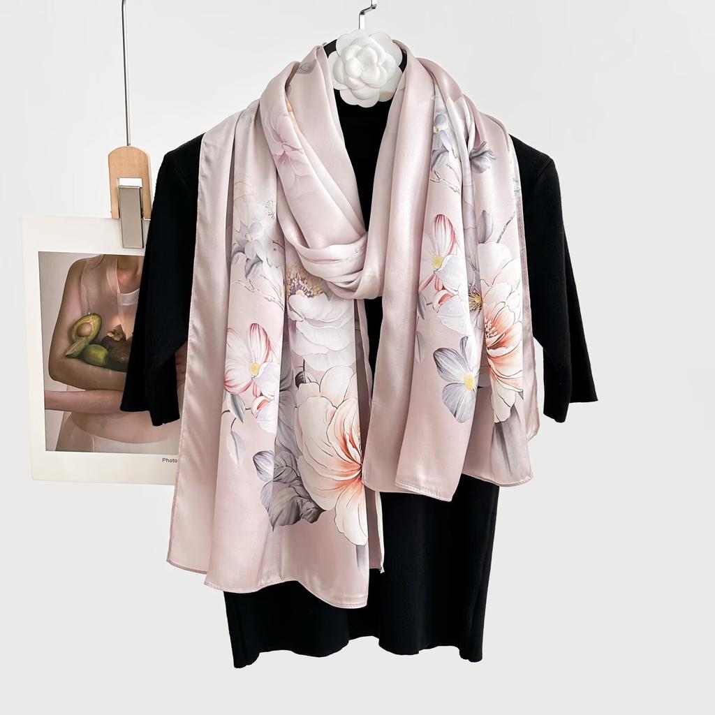 100% Pure Real Silk Scarf Women Neck Shawls Wraps Foulard Scarves Pashmina Female Hijab Bandana Kerchief Luxury Schals Bufandas
