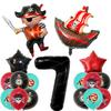Caribbean Pirates Birthday Decorations Paper Plate Cup Napkins Banner Tablecloth For Kids Boys Baby Shower Pirate Party Supplies