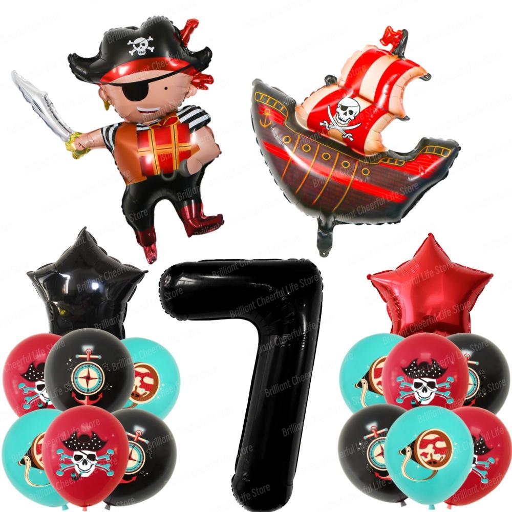 Caribbean Pirates Birthday Decorations Paper Plate Cup Napkins Banner Tablecloth For Kids Boys Baby Shower Pirate Party Supplies