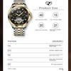 JINSHIDUN Tourbillon Automatic Mechanical Watch, Multi-functional Sports Waterproof Luminous Men's Watch